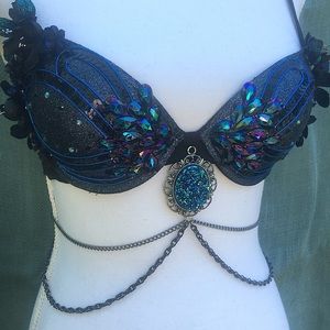 Midnight mermaid rave bra
